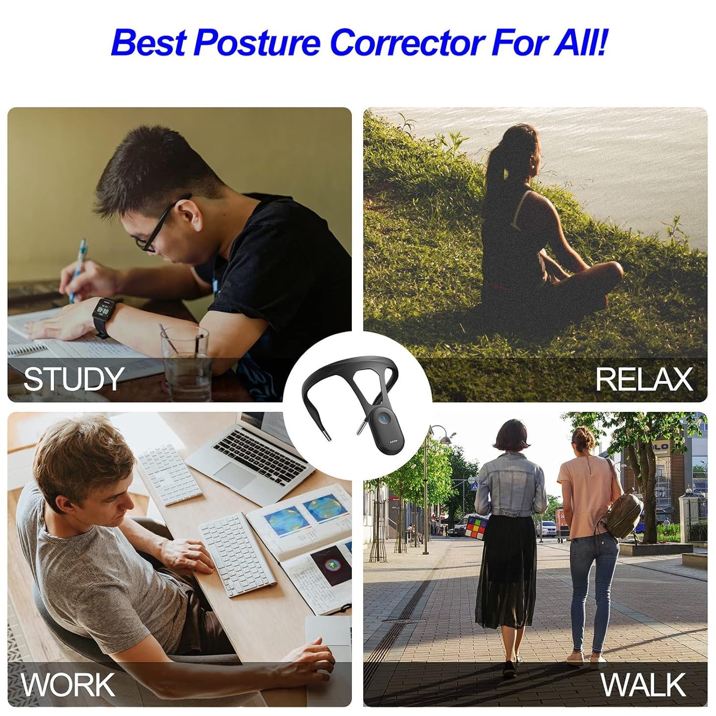 hipee P1 Smart Posture Trainer & Corrector, Control with App, Check Posture in Real Time, Strapless, Boost Health & Temperament