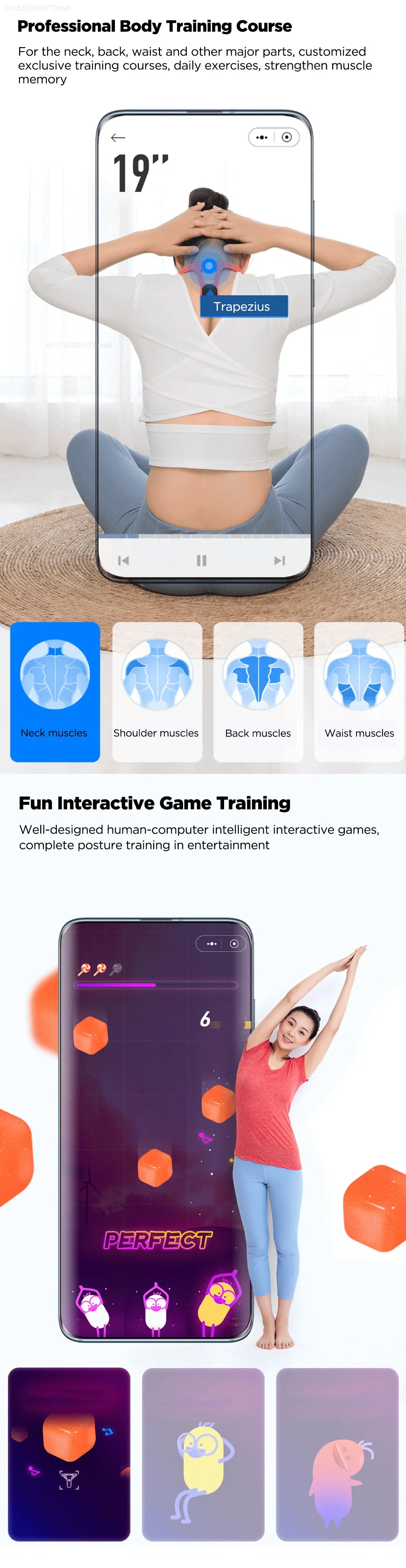 hipee P1 Smart Posture Trainer & Corrector, Control with App, Check Posture in Real Time, Strapless, Boost Health & Temperament