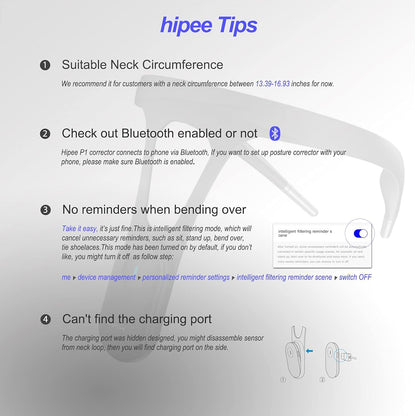 hipee P1 Smart Posture Trainer & Corrector, Control with App, Check Posture in Real Time, Strapless, Boost Health & Temperament
